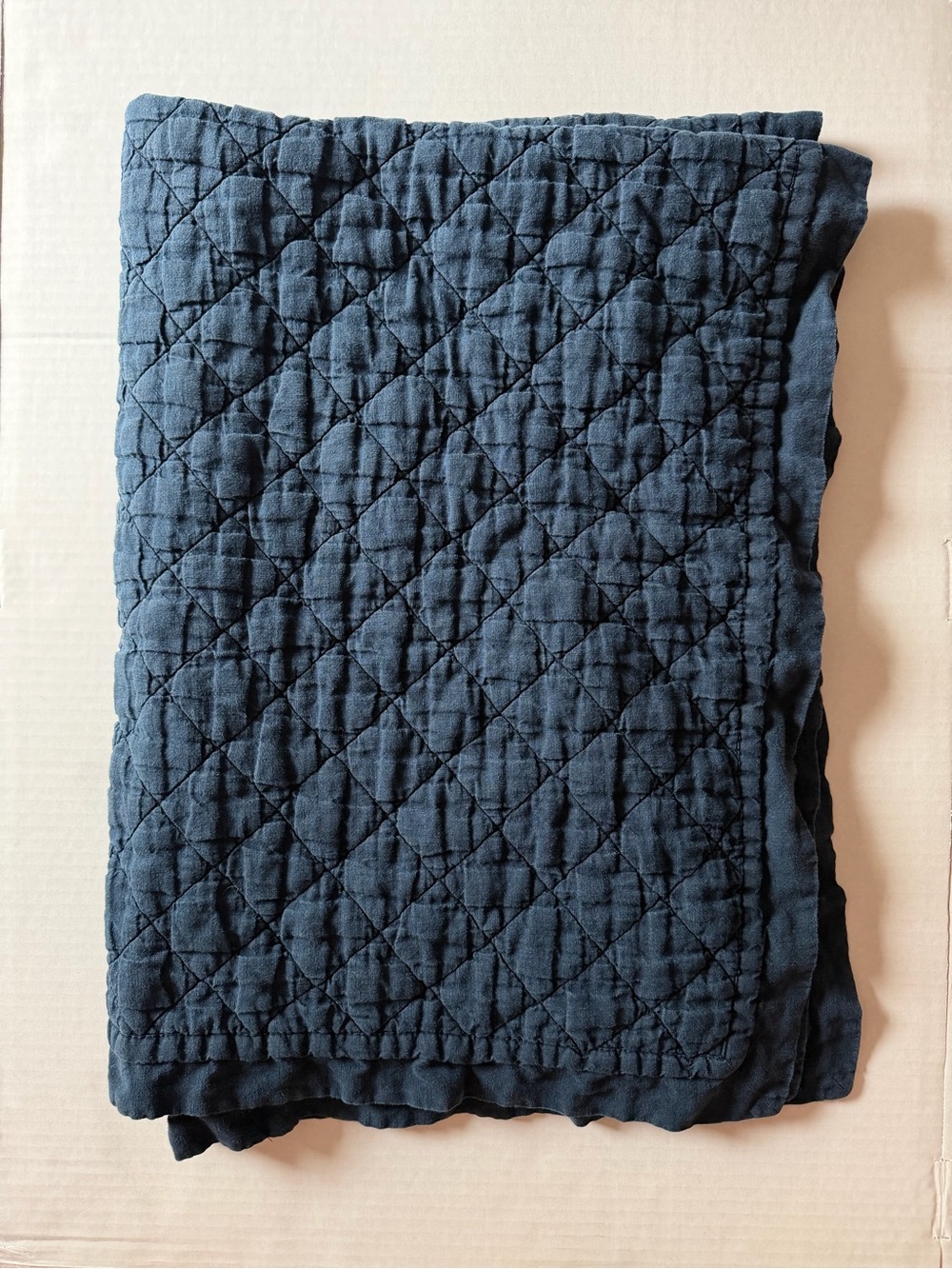 Pottery Barn Kids Navy Blue Quilted Toddler Baby Blanket 34x48